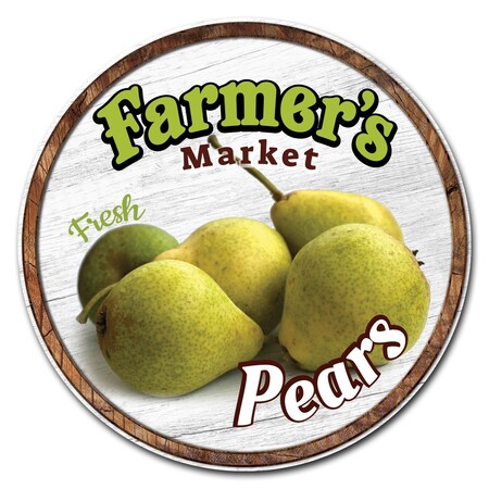 Signmission Corrugated Plastic Sign With Stakes 24in Circular-Farmers Market Pears, C-24-CIR-WS-Pears C-24-CIR-WS-Pears